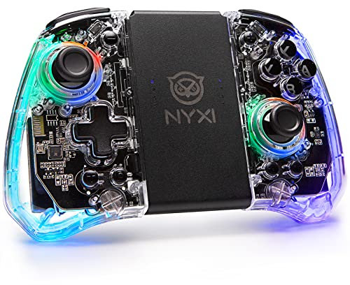Générique Manette Switch, Paire de Manette Switch Sans Fil avec Lummières RGB/Wake Up Fonction/Bouton Programmable/Bluetooth/6-Axis/Turbo/Vibration Compatible avec Switch/Lite OLED-Transparent