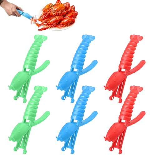 Lyreh 6st Kräftsvansskalare, 3 Färger Plast Crawfish Shucker-Verktyg Inga Smutsiga Händer för att Enkelt Skala av Räkskal(Blått & Rött & Grönt)