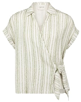 Cartoon Damen Streifenbluse mit Bindegürtel 36, Nature/Green