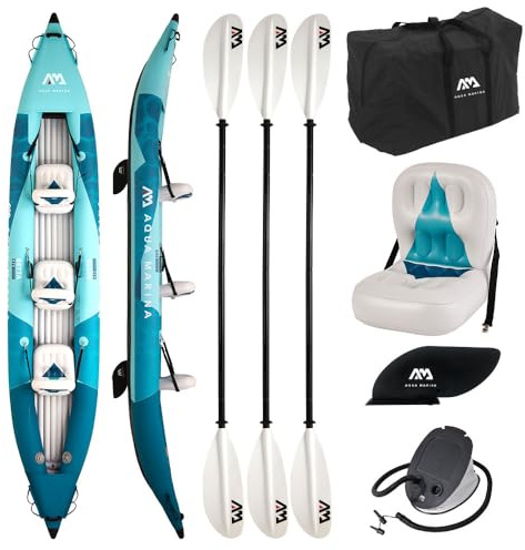 Aqua Marina Betta 475 - Set kayak gonfiabile per 3 persone, 475 cm, canoa