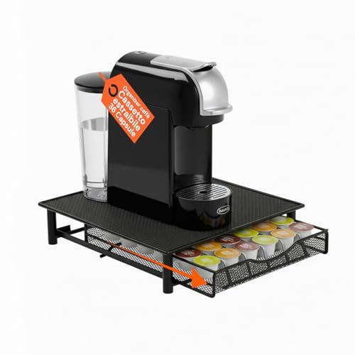 Avilia - Porta Capsule in Acciaio Inox 36 Posti con Cassetto Estraibile per Capsule Ø54 mm, Supporto Salvaspazio per Macchina da Caffè, Design Moderno per Cucina e Ufficio