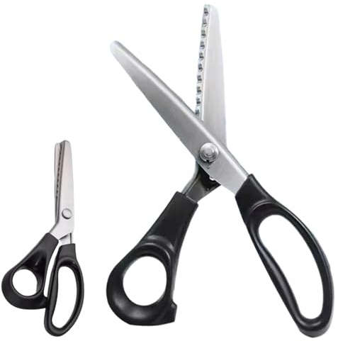 Pinking Shears for Fabric Cutting, Professional 9.3 Inch Zig Zag Scissors for Sewing and Dressmaking, Sharp Stainless Steel Serrated Edge Crafting Scissors for Lace, Leather, Paper and DIY Projects