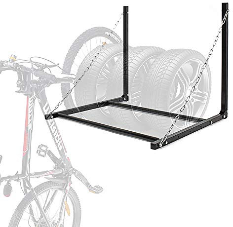 MGidea Porta Gomma Supporto Pneumatico Pneumatici Bici Parete Muro Stagione Salva Spazio Garage Box Auto Moto RICHIUDIBILE Ferro PORTAGOMME