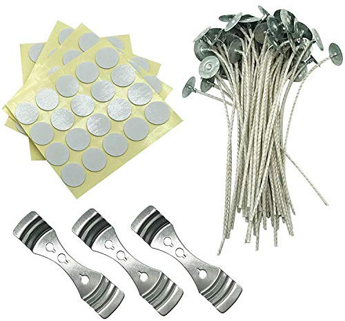 Lote de 100 mechas de vela para hacer velas, recubiertas con cera de soja natural, bajo humo, hilos de algodón tejidos con papel, velas de bricolaje