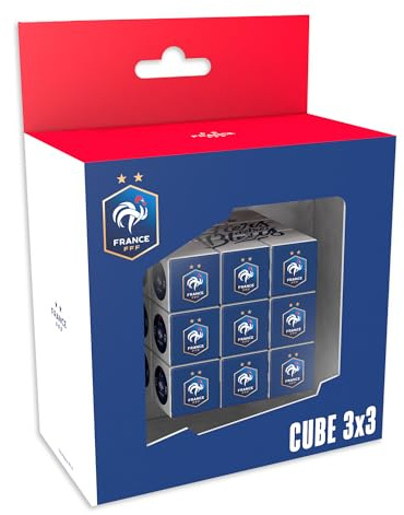 Megableu – Cube 3x3 Equipe DE France FFF – Casse-tête Officiel des Bleus pour Adultes et Enfants dès 7 Ans – Jeu Réflexion et Logique – Cube Foot Supporter FFF - Idée Cadeau Supporter Footlball Bleus