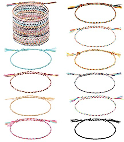 FRIUSATE 30 Stück Freundschaft Armbänder, Handgefertigt Geflochten Wickelarmband Kinder Mädchen Armband Gewebte Dünn Armbänder Freundschaftsarmband für Frauen Mädchen
