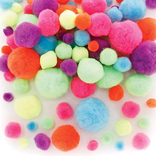 Baker Ross FE483 Kit Pompones Neón - Paquete de 200, suministros para hacer tarjetas, accesorios para manualidades, adornos para manualidades