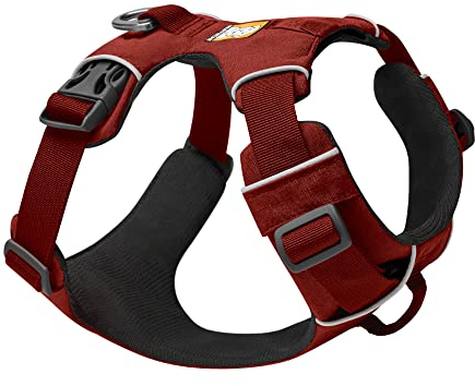RUFFWEAR Front Range Harness - Extra Large, Reflective, Adjustable, Comfortable Padded Dog Walking Harness with No Pull Design & 2 Lead Attachments - L/XL, Red Clay