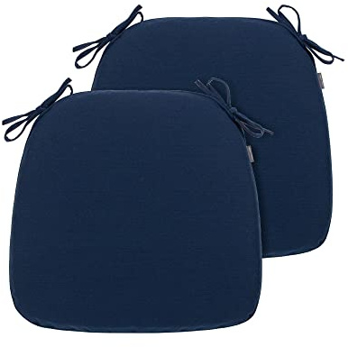 Magpie Fabrics 17x16x2 U-Shape Chair Cushions with Ties 2 Count, Outdoor Indoor Waterproof All Weather Seat Pads Decoration for Patio Garden Dining Office - Navy