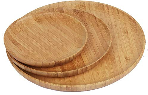 Generisch Platos de bambú de madera de bambú ecológicos, 3 piezas