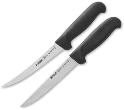 Pirge Butcher's Ausbeinmesser Profi Messer Set 2 TLG - 15 cm und 15 cm Ausbeinmesser Set - Schlachtermesser - Fleischermesser - Stechmesser - Schärfste Metzgermesser - Ergonomisches Griff