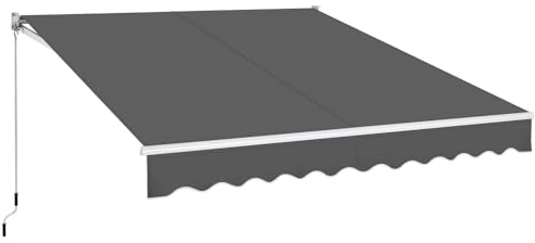 Yaheetech Tenda da Sole a Bracci Estensibili Avvolgibile Impermeabile da Esterno Balcone con Manovella Resistente ai Raggi UV Manuale Angolazione Regolabile Grigio Scuro 300 x 250 cm