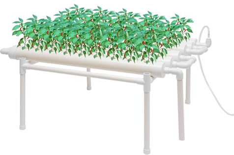 OUKANING 1/3 Schichten Hydroponisches Anzuchtsysteme, Indoor Garden Hydroponics Growing System PVC, Wassereinsparung (Typ B: 1 Schicht, 54 Löcher)