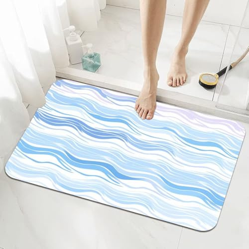 Alfombra de Baño Antideslizante 50x80cm, Alfombrilla Baño Piedra Diatomita, Alfombra Piedra Secado Rapido, Super Absorbente Stone Bath Mat, Lavable Rug para Bañera, Ducha, Cocina Stone 5-1036