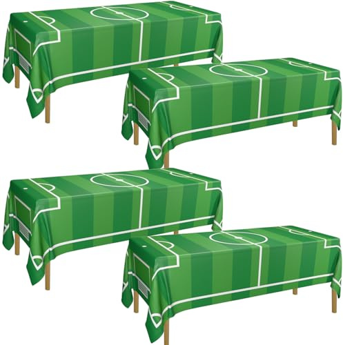 APUXXJUPA Tovaglia da calcio - 4 pezzi Decorazioni per feste di compleanno a tema calcio Tovaglie per feste di compleanno per bambini Articoli a tema calcio Eventi sportivi, 130 x 220 cm