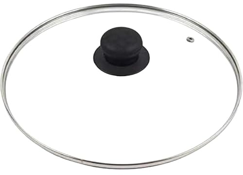 28cm Clear Glass Replacement Pan Lid with Heat-Resistant Knob Universal Fit Frying Pan & Saucepan Cover, Tempered Glass Cooking Lid with Steam Vent