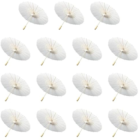 CGRSDSD Paraplyer pappers solskydd 1-30 st vita pappersparasoll gör-det-själv foto cosplay prop bambu paraply för bröllopsfester strand sommardekoration(60 cm 4 st)