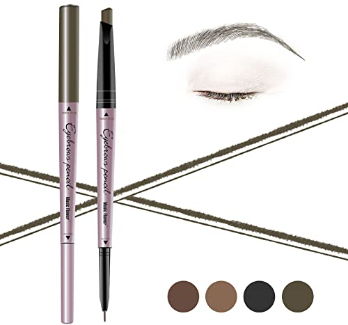 Music Flower Double Ended Eyebrow Pencil, Waterproof Brow Pen, Smudgeproof Long lasting Eye Makeup, Pack of 1, Khaki Brown