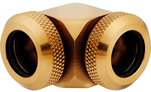 Corsair Hydro X Series XF Hardline a 90 gradi da 12 mm OD Raccordi, Confezione Doppia (Design a Compressione Hardline a Doppio O-Ring, Facile Montaggio di Tubi da 12 mm di Diametro) Oro
