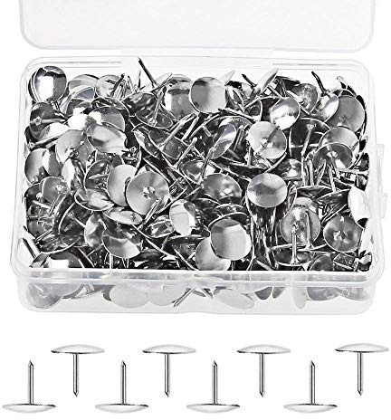 500pcs Drawing Pins, BetterJonny 9.5mm Silver Push Pins Iron Thumb Tacks Head Nail Pin Doornail for Office or DIY
