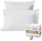 Pizuna Luxurious Cotton Standard Pillowcases 2 Pack White 50x75cm, 800 Thread Count Long Staple Combed Cotton Pillow Cover, Crisp Sateen Weave Oxford Pillow Cases (Luxury Pillowcase 2 PC)