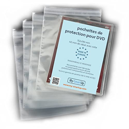 200 Pochettes pour boitier DVD avec rabat, 38 My (15,2x19+4 cm) My-smartup