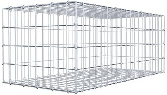 GABIONA Panier à pierre carré - Dimensions des mailles : 5 x 10 cm - Profondeur : 50 cm - Gabion : 100 x 40 x 50 cm (L x H x P) - Anneau en C