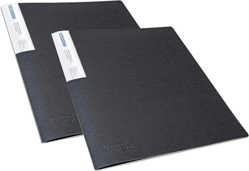 Rapesco 1643 Presentationsmapp, 20 Fickor, A4, Svart, 2 Pack | Germ-Savvy Antibakteriellt Skydd