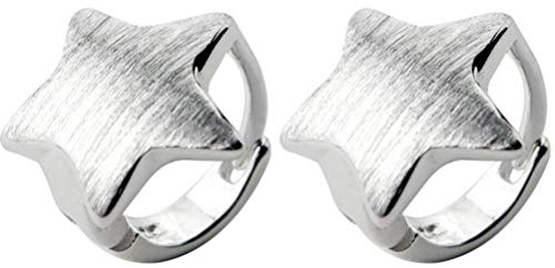WOZUIMEI S925 Fibbia Fungo Bianco Femminile Han Sen Dolce Spazzolato Stella a Cinque Punte Fibbia Dell'Orecchio Stella Alla Moda FemminileUn paio
