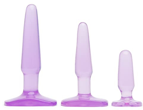 Lovehoney Butt Plugs, 3 Anal Toys for Anal Training, Purple | Beginner Friendly with Flared Base & Waterproof
