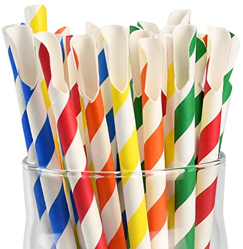 Cannucce di carta usa e getta, cannucce di carta per granite, milkshake - 20x0,8cm, 200 pezzi (colori assortiti)