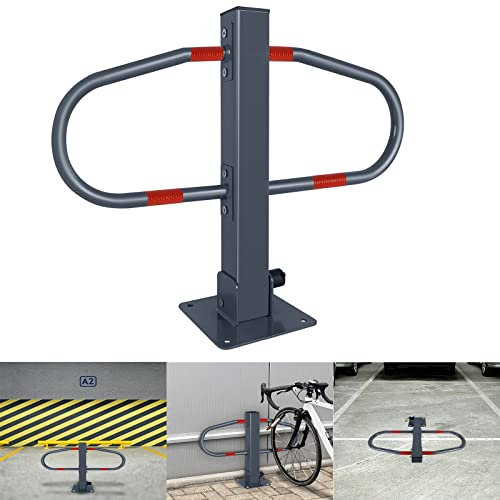 YRHome Parkplatzsperre Klappbar Parkplatzsperren 51 x 73 x 18 cm mit pfosten Absperrpfosten Parkbügel Parkplatzbügel Sperrbügel Poller mit 2 Schlüsseln Parkplatz für PKWs (1 Stück)
