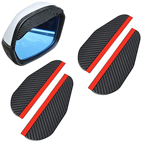 Wing Mirror Rain Deflector, 2Pair Car Mirror Rain Protector Universal Car Side Mirror Rain Guards, Carbon Fiber Mirror Covers Cap, Smoke Guard Rear View Mirror Protector for Cars, SUV, Trucks