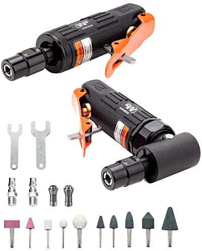 Amoladora neumática WorkPad 2PCS, juego de amoladoras neumáticas rectas/angulares con pinzas de 1/4 y 1/8 de pulgada para mecánicos de coches, decoradores y entusiastas del bricolaje.