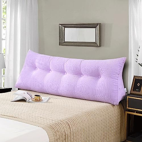 XIEMINLE Cojín triangular para respaldo de lectura, cojín de cabecero de cama, almohada de cuña tamaño king, almohada lumbar para cama, sofá, reposo, lectura, 80 x 50 x 25 cm, color morado 2