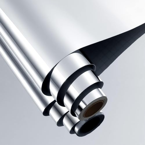 FunStick 30CM X 12M Pellicola a Specchio Fogli per Specchi Flessibili Adesivo Murale Specchi Autoadesivi DIY Adesivo in Plastica per Speccho Riflettente senza Vetro per Porte Muro Piastrelle Bagno