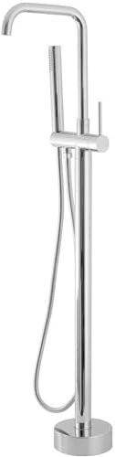 VALAZ Grifo de pie para bañera exenta cromado con caño en C monomando serie Serpis