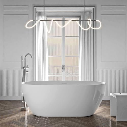 BERNSTEIN Freistehende Badewanne aus Sanitäracryl Wanne mit Doppelwandiger Konstruktion 175 x 100 x 58 cm - 5 Jahre Garantie - Standbadewanne Jazz Plus 2.0 in Weiß glänzend, Acryl-Wanne