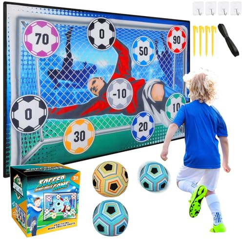 Juego de Fútbol para Niños 3-8 Años, Portería Suave para Interiores y Exteriores, Juguete de Velcro Con Accesorios de Entrenamiento