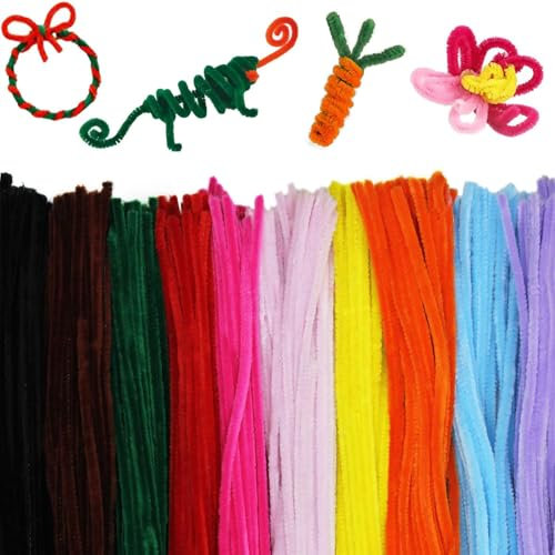 1000 Stück Pfeifenputzer Bunt zum Basteln, BetterJonny Pfeifenreiniger Chenilledraht Pfeiffendraht 10 Farben Pipe Cleaner Basteln 30cm Pfeifenreiniger Bunt Chenilledraht für Kreative DIY Basteldeko