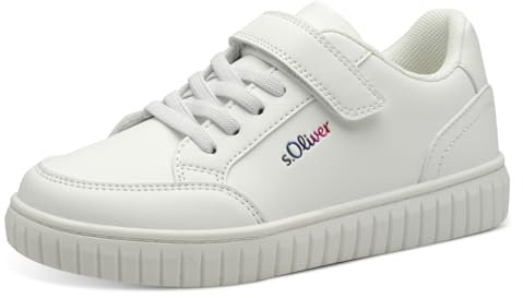 s.Oliver Mädchen Sneaker flach mit Klettverschluss Bequem, Weiß (White), 38 EU