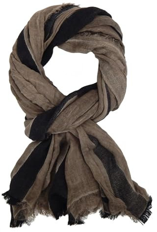 Ella Jonte edler Schal aus Baumwolle beige braun moderner Herrenschal Vintage