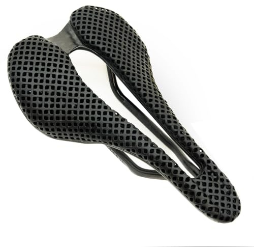 Sella per bicicletta,Carbonio Sella per Bici Stampata in 3D, Leggera/Morbida/Traspirante/Impermeabile Cuscino Unisex Sedile per City MTB Bicicletta (245x145mm)