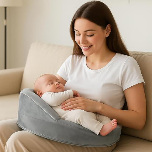 GUOMIS Cojin Lactancia,Almohada Lactancia,Almohada de Lactancia de Espuma viscoelástica con Funda extraíble, diseñada ergonómicamente para una Comodidad Universal