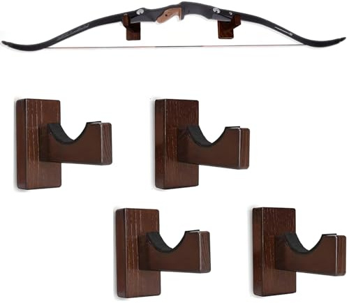 WLSANX Soporte de pared para arco de madera, gancho de arco, montaje en pared, soporte universal para arco compuesto recurvo, arco largo, tienda de exhibición, no arco (2 juegos)
