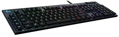 Logitech G815 LIGHTSYNC RGB Mechanical Gaming Keyboard with Low Profile GL Clicky key switch, 5 programmable G-keys, USB Passthrough, dedicated media control - Clicky, Black (Renewed)