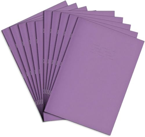 Rhino A4 Exercise Books, 64-Page / 15mm Lined Paper Notebook, 50-Pack, Office & School Stationery Supplies, Purple