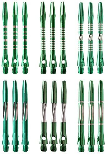 JpGdn 18/pack pilaxlar grön färg metalltillbehör harvstjälkar aluminium dartstång i aluminium med standard 2BA-tråd