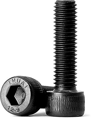 M6 x 16mm, 60 PIEZAS tornillos cilíndricos de cabeza hueca hexagonal según la norma, Totalmente Roscados Pernos de Acero al Carbono 12,9 (Negro)