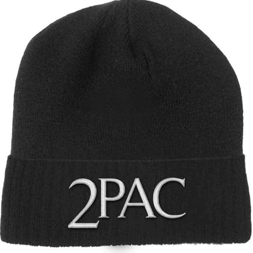 Tupac 2PAC Mütze Beanie Logo Nue offiziell Schwarz Unisex One Size